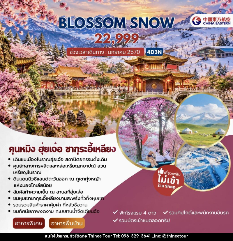 ทัวร์จีน BLOSSOM SNOW คุนหมิง ฮุ่ยเจ๋อ ซากุระอี้เหลียง - บริษัท ที่นี่ วีไอพี จำกัด