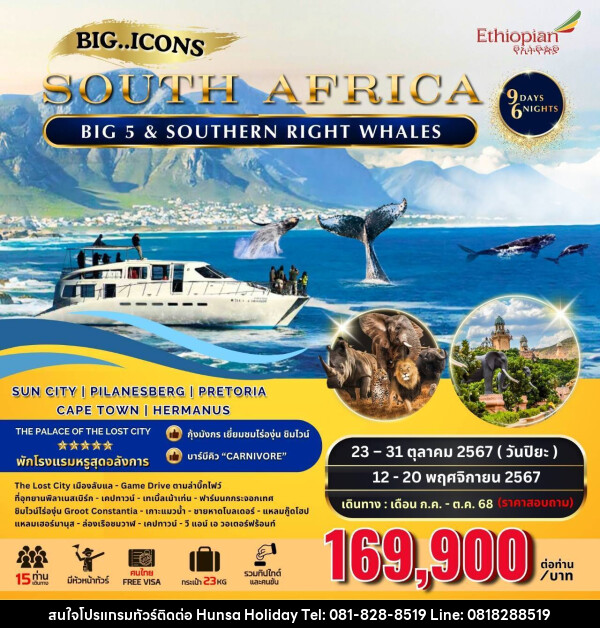 ทัวร์แอฟริกาใต้ SOUTH AFRICA BIG 5 & SOUTHERN RIGHT WHALES - บริษัท หรรษา ฮอลิเดย์ จำกัด