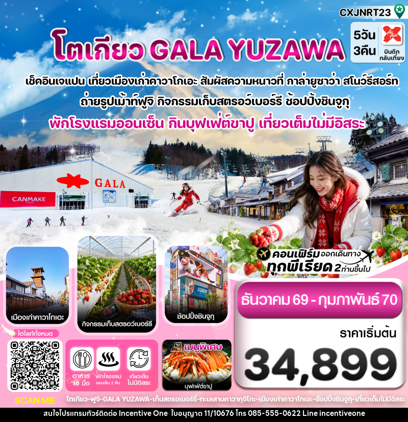 ทัวร์ญี่ปุ่น โตเกียว ฟูจิ กาล่ายูซาว่า สกี เก็บสตรอเบอร์รี่ - INCENTIVE ONE CO.,LTD