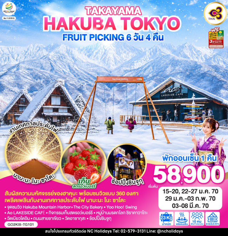 ทัวร์ญี่ปุ่น TAKAYAMA HAKUBA TOKYO FRUIT PICKING - บริษัท เอ็นซี ฮอลิเดย์ทัวร์ จำกัด