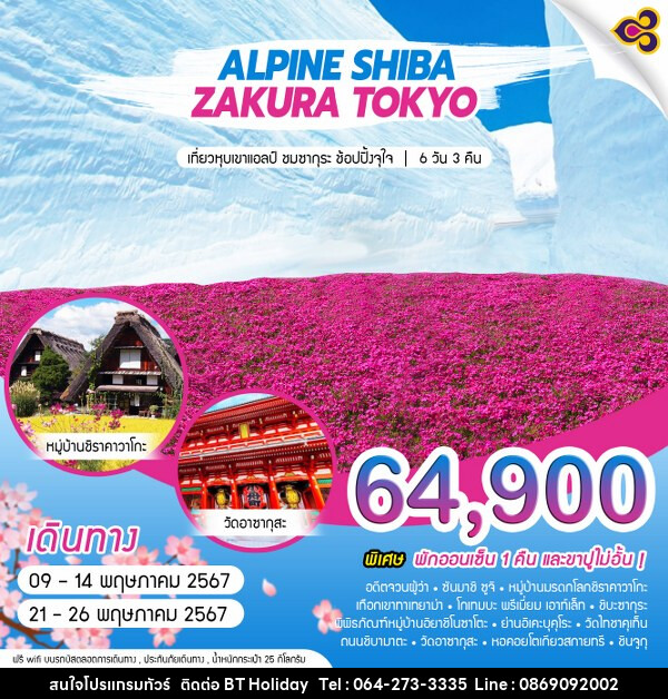 ทัวร์ญี่ปุ่น ALPINE SHIBA ZAKURA TOKYO - บริษัท บีที ฮอลิเดย์ จำกัด