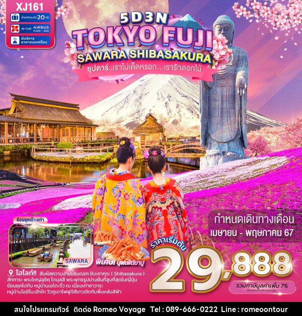 ทัวร์ญี่ปุ่น TOKYO FUJI SAWARA SHIBASAKURA - บริษัท โรมิโอ โวยาจ จำกัด