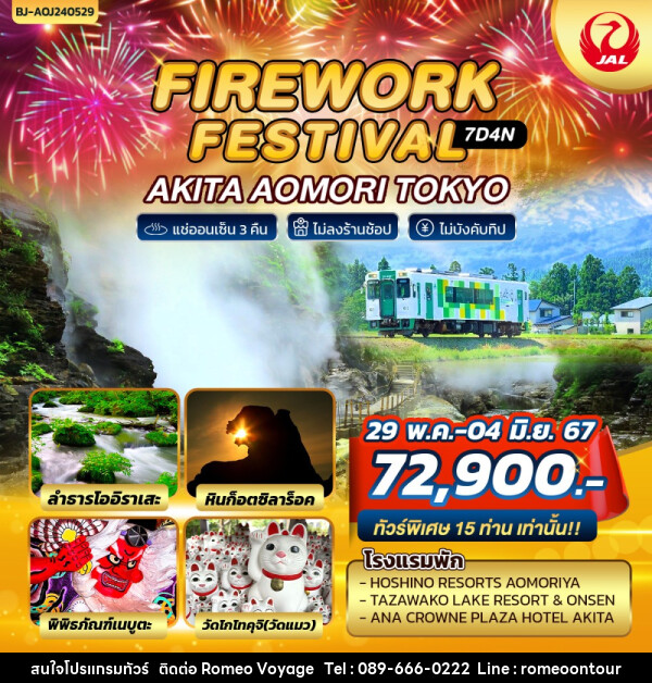 ทัวร์ญี่ปุ่น FIREWORK FESTIVAL AKITA AOMORI TOKYO - บริษัท โรมิโอ โวยาจ จำกัด