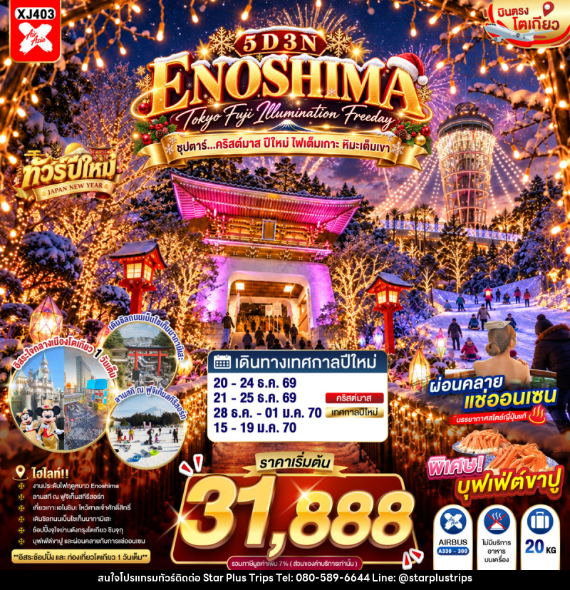 ทัวร์ญี่ปุ่น TOKYO FUJI ENOSHIMA ILLUMINATION FREEDAY ซุปตาร์...คริสต์มาส ปีใหม่ ไฟเต็มเกาะ หิมะเต็มเขา - บริษัท สตาร์ พลัส ทริปส์ จำกัด