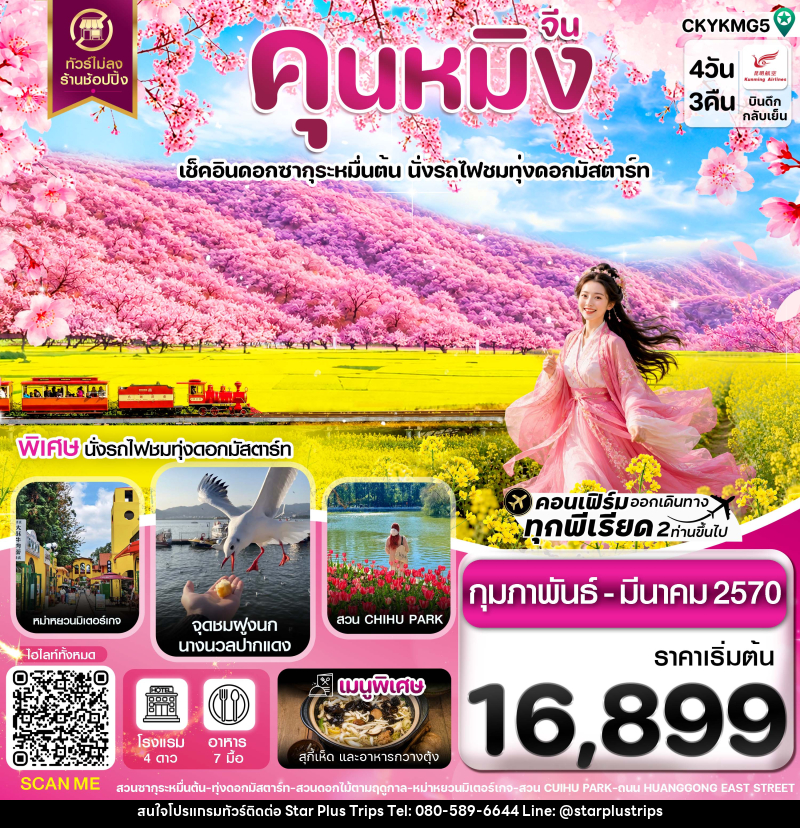 ทัวร์จีน คุนหมิง อี้เหลียง โหลผิง สวนดอกไม้ ไม่ลงร้าน - บริษัท สตาร์ พลัส ทริปส์ จำกัด