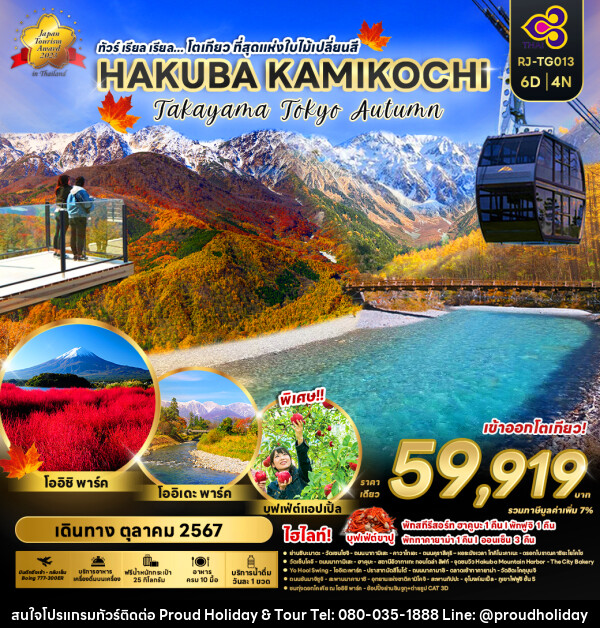 ทัวร์ญี่ปุ่น โตเกียวที่สุดแห่งใบไม้เปลี่ยนสี HAKUBA KAMIKOCHI - บริษัท พราวด์ ฮอลิเดย์ แอนด์ ทัวร์ จำกัด