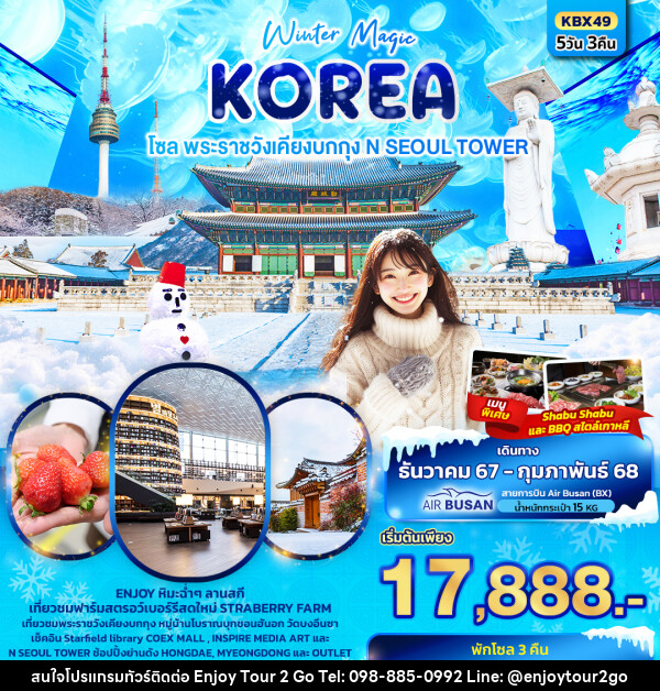 ทัวร์เกาหลี Winter Magic Korea Seoul โซล พระราชวังเคียงบกกุก N SEOUL TOWER - บริษัท พาราเมาท์ ยูไนเต็ดฮอลิเดย์ จำกัด 