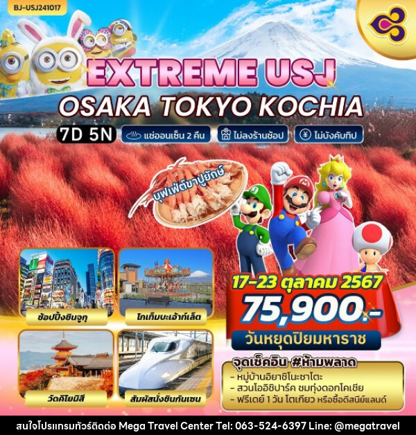 ทัวร์ญี่ปุ่น EXTREME USJ OSAKA TOKYO KOCHIA - บริษัท เมกะ ทราเวล จำกัด