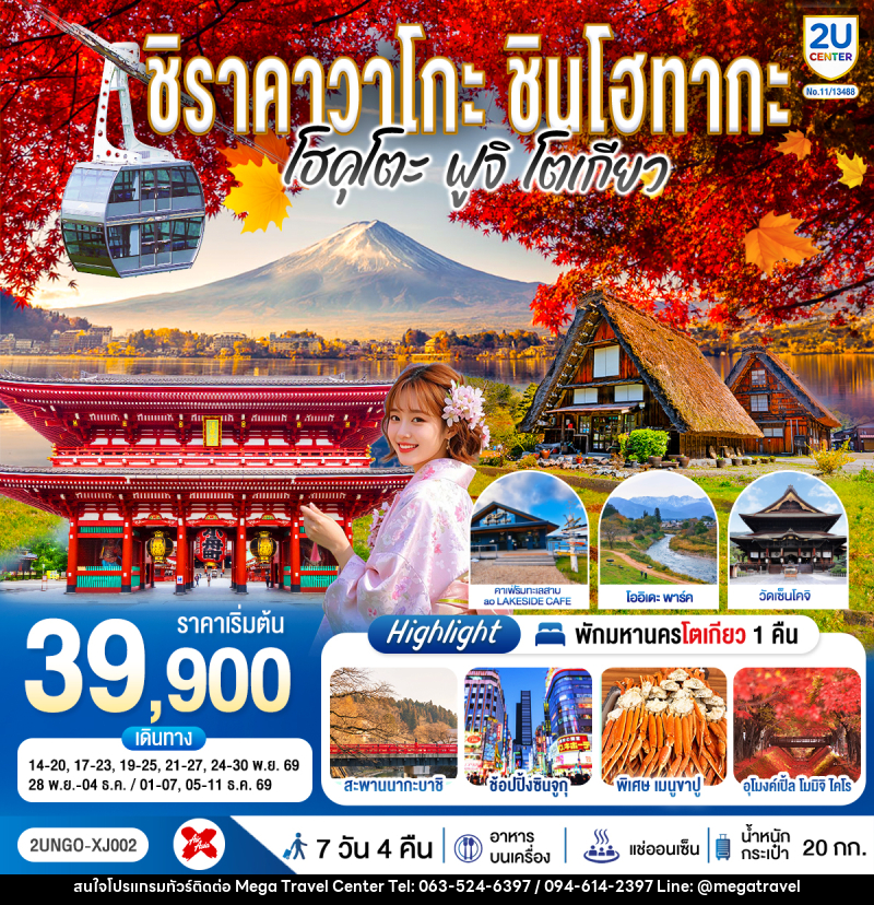 ทัวร์ญี่ปุ่น ชิราคาวาโกะ ชินโฮทากะ โฮคุโตะ  ฟูจิ โตเกียว - บริษัท เมกะ ทราเวล จำกัด