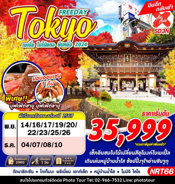 ทัวร์ญี่ปุ่น TOKYO เมเปิ้ล ใบไม้แดง ยืนหนึ่ง 2024 - หจก.โฟโต้เวิลด์ทัวร์ แอนด์ทรานสปอร์ต 