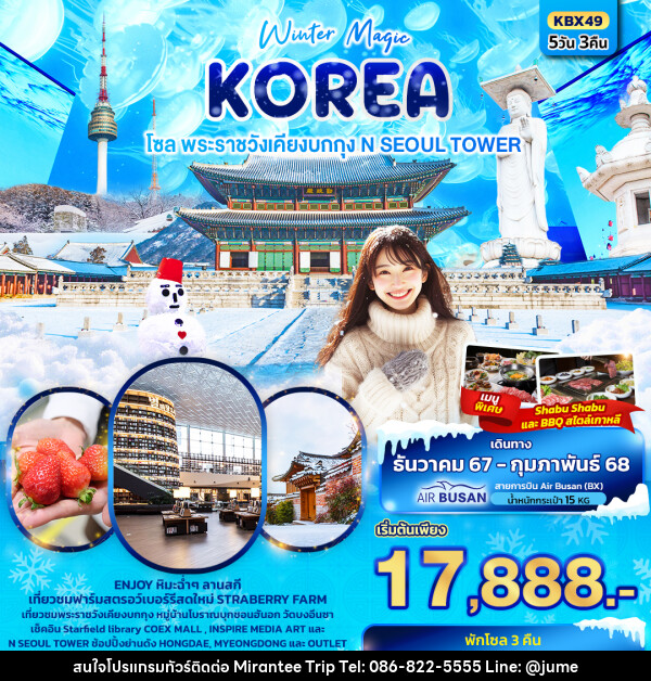 ทัวร์เกาหลี Winter Magic Korea Seoul โซล พระราชวังเคียงบกกุก N SEOUL TOWER - บริษัท มิรันตีทริป จำกัด