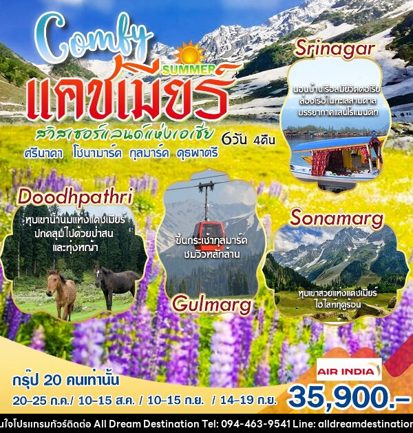 ทัวร์แคชเมียร์ COMFY สวิตเซอร์แลนด์แห่งเอเชีย - บริษัทฮิวแมน เน็กซ์ จำกัด