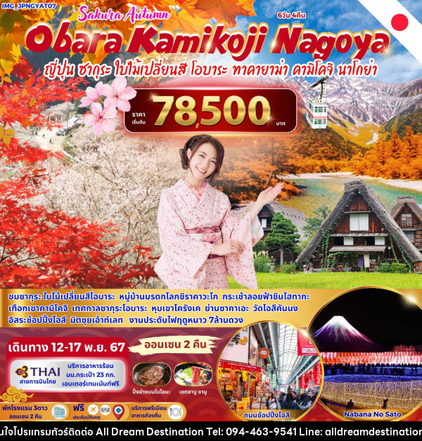 ทัวร์ญี่ปุ่น Sakura Autumn Obara Kamikoji Nagoya - บริษัทฮิวแมน เน็กซ์ จำกัด