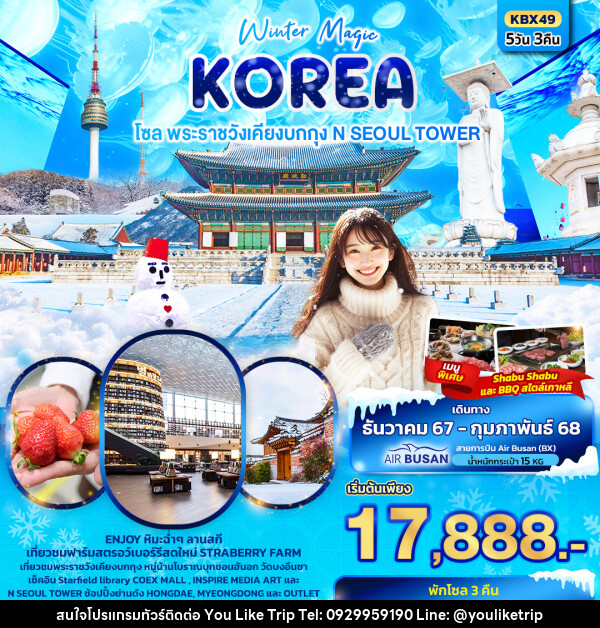 ทัวร์เกาหลี Winter Magic Korea Seoul โซล พระราชวังเคียงบกกุก N SEOUL TOWER - บริษัท ยูไลค์ ทริป จำกัด