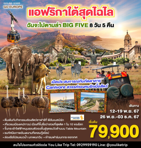 ทัวร์แอฟริกาใต้ สุดไฉไล ฉันจะไปตามล่า BIG FIVE  - บริษัท ยูไลค์ ทริป จำกัด