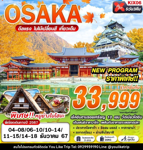 ทัวร์ญี่ปุ่น OSAKA AUTUMN ดีลเเรง ใบไม้เปลี่ยนสี - บริษัท ยูไลค์ ทริป จำกัด