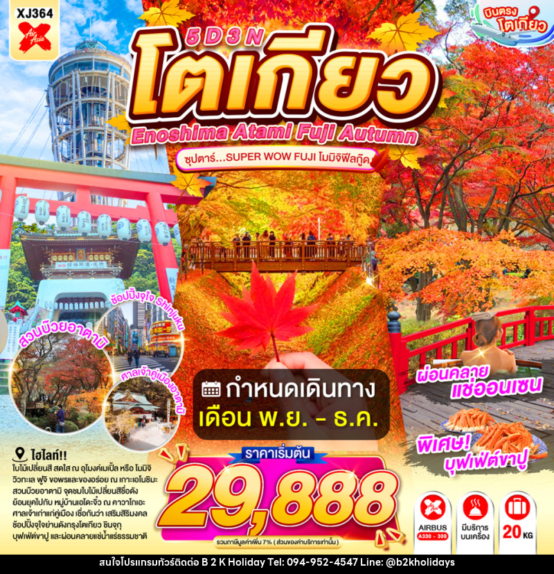 ทัวร์ญี่ปุ่น โตเกียว ENOSHIMA ATAMI TOKYO FUJI AUTUMN ซุปตาร์...SUPER WOW FUJI โมมิจิฟีลกู๊ด - B2K HOLIDAYS ทัวร์ญี่ปุ่น โตเกียว ENOSHIMA ATAMI TOKYO FUJI AUTUMN ซุปตาร์...SUPER WOW FUJI โมมิจิฟีลกู๊ด - B2K HOLIDAYS