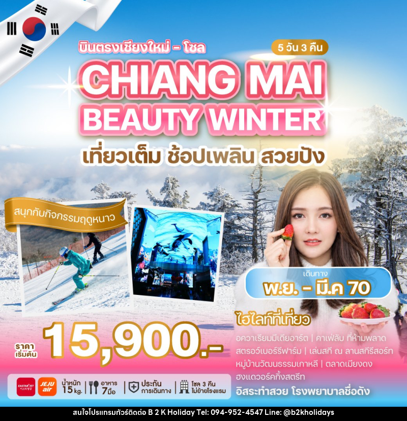 ทัวร์เกาหลี บินตรงเชียงใหม่ - โซล CHIANG MAI BEAUTY WINTER - B2K HOLIDAYS