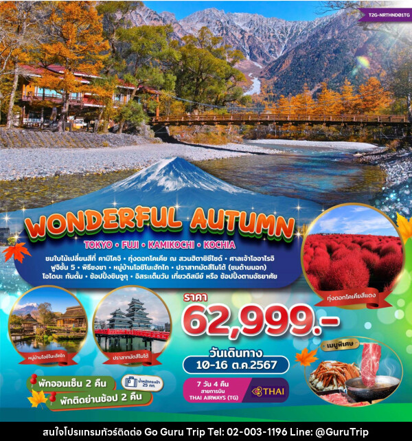 ทัวร์ญี่ปุ่น Wonderful Autumn TOKYO FUJI KAMIKOCHI KOCHIA - บริษัท กูรูทริป จำกัด