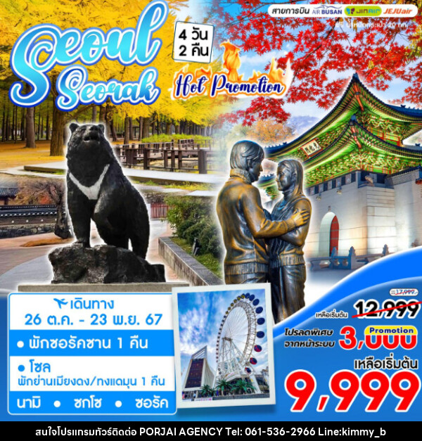 ทัวร์เกาหลี SEOUL SEORAK HOT PROMOTION - บริษัท พอใจ เอเจนซี่ จำกัด