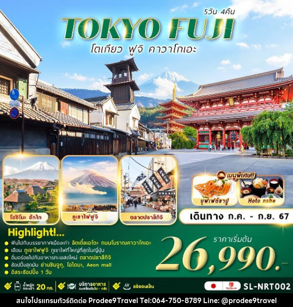 ทัวร์ญี่ปุ่น TOKYO FUJI KAWAGOE FREEDAY  - บริษัท โปรดี9 จำกัด