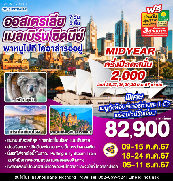 ทัวร์ออสเตรเลีย เมลเบิร์น ซิดนีย์ พาหนูไปทีโคอาล่ารออยู่  - NATNARA TRAVEL FRANCHISE