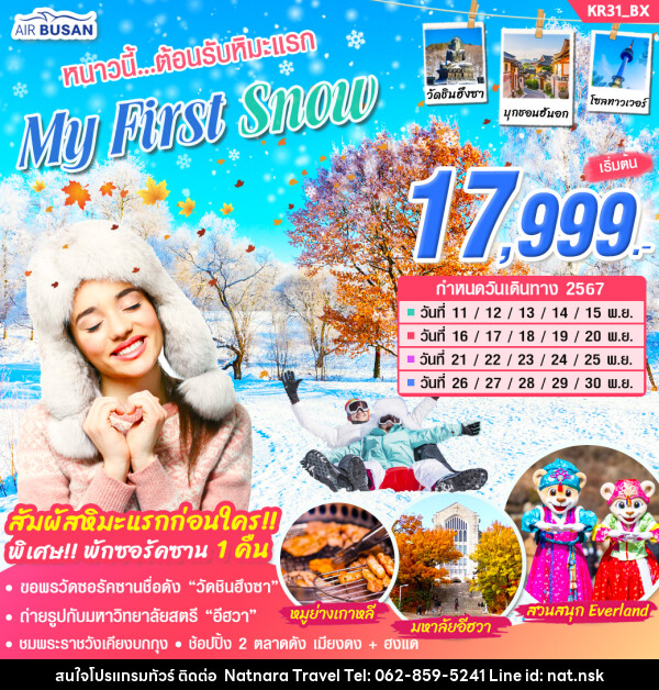 ทัวร์เกาหลี หนาวนี้...ต้อนรับหิมะแรก My First Snow  - NATNARA TRAVEL FRANCHISE