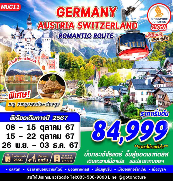 ทัวร์ยุโรป GERMANY AUSTRIA SWITZERLAND ROMANTIC ROUTE  - GO TO NATURE