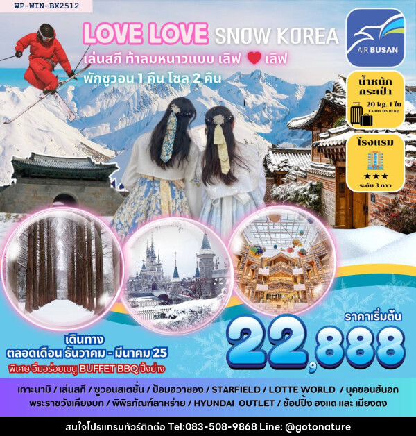 ทัวร์เกาหลี LOVE LOVE SNOW KOREA เล่นสกี ท้าลมหนาว แบบ เลิฟ เลิฟ - GO TO NATURE