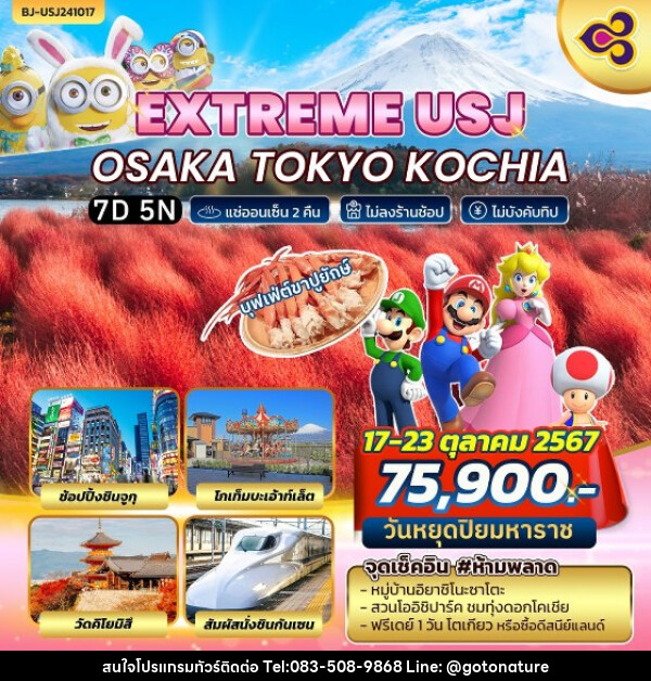 ทัวร์ญี่ปุ่น EXTREME USJ OSAKA TOKYO KOCHIA - GO TO NATURE