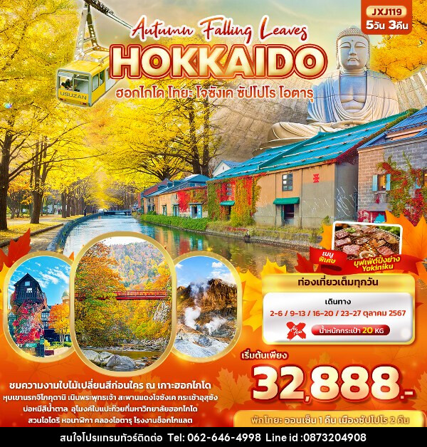 ทัวร์ญี่ปุ่น Hokkaido Autumn Falling Leaves  ฮอกไกโด โทยะ โจซังเค ซัปโปโร โอตารุ  - บริษัท มาย เมนเนจ ทราเวล