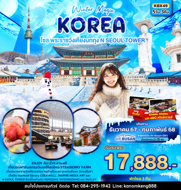 ทัวร์เกาหลี Winter Magic Korea Seoul โซล พระราชวังเคียงบกกุก N SEOUL TOWER - Tnews Organize