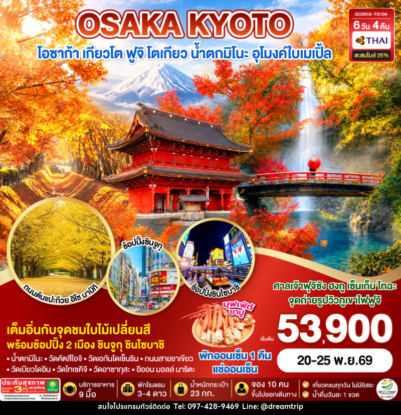 ทัวร์ญี่ปุ่น KYOTO OSAKA TOKYO LOVE AUTUMN - แฮ้ปปี้ดรีมทริป