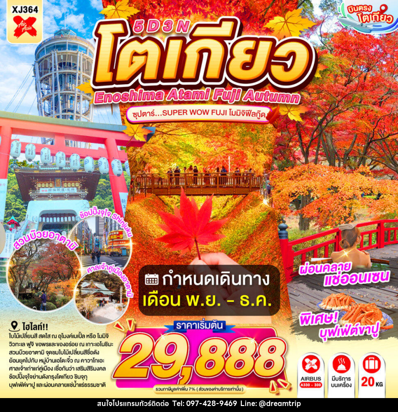ทัวร์ญี่ปุ่น โตเกียว ENOSHIMA ATAMI TOKYO FUJI AUTUMN  ซุปตาร์...SUPER WOW FUJI โมมิจิฟีลกู๊ด - แฮ้ปปี้ดรีมทริป