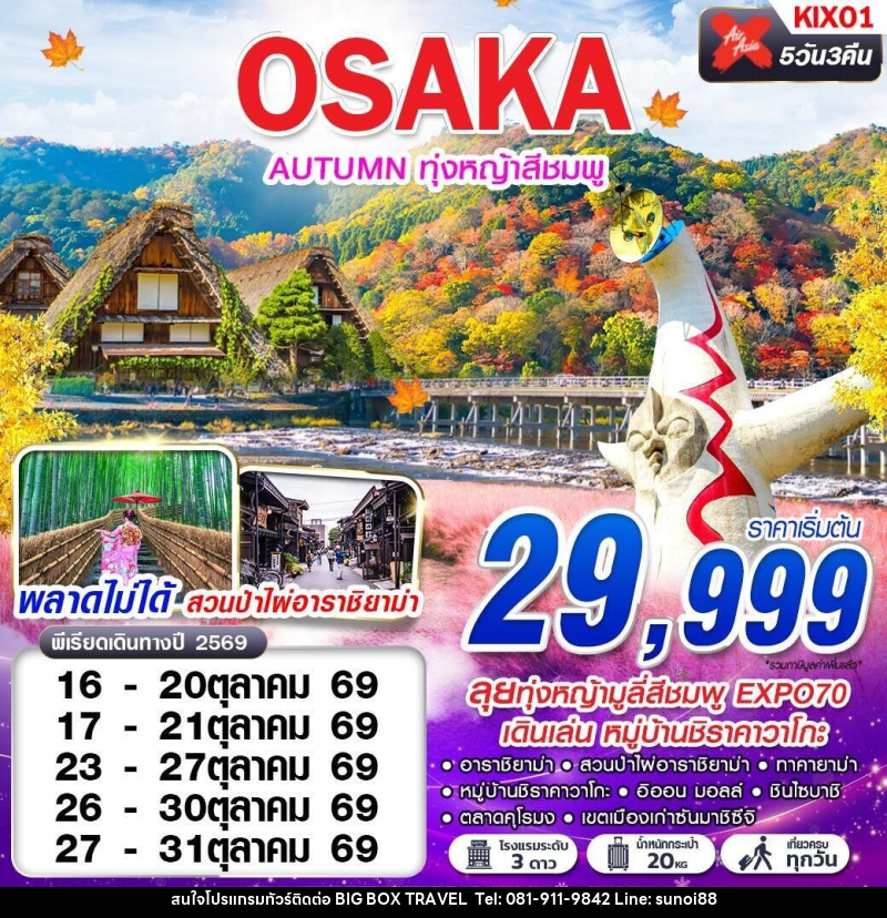 ทัวร์ญี่ปุ่น OSAKA AUTUMN ทุ่งหญ้าสีชมพู - บริษัท บิ๊กบ๊อก ทราเวล แอนด์ สตูดิโอ จำกัด