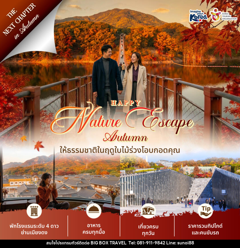 แพคเกจทัวร์เกาหลี Happy Nature Escape Autumn 2026 - บริษัท บิ๊กบ๊อก ทราเวล แอนด์ สตูดิโอ จำกัด
