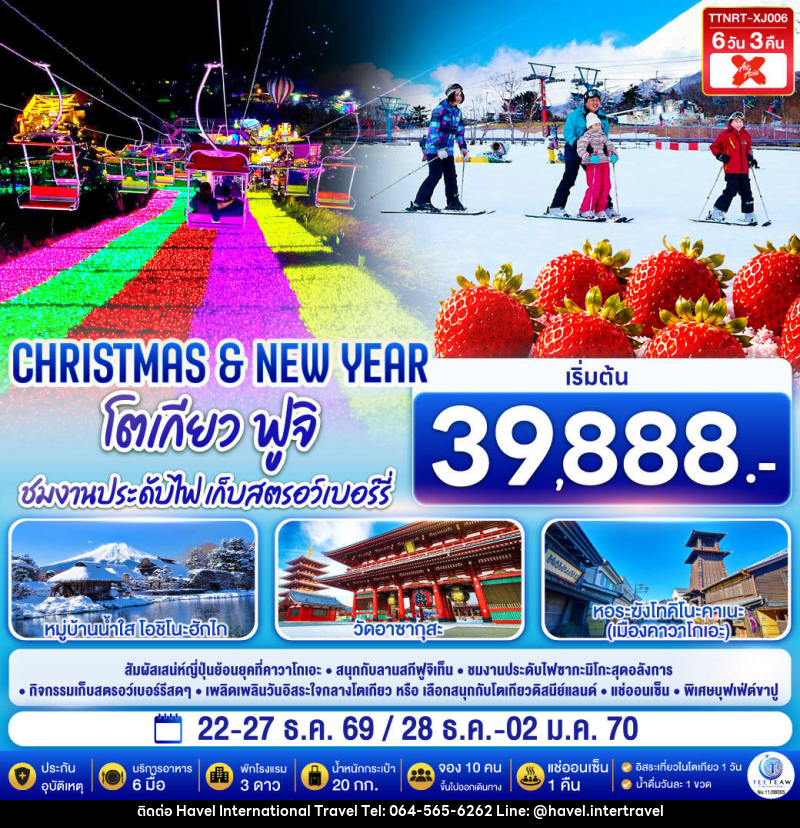 ทัวร์ญี่ปุ่น โตเกียว ฟูจิ CHRISTMAS & NEW YEAR ชมงานประดับไฟ เก็บสตรอว์เบอร์รี - ฮาเวล อินเตอร์เนชั่นแนล ทราเวล