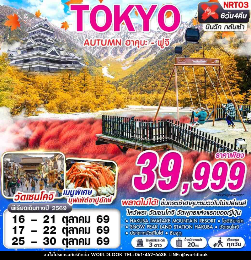 ทัวร์ญี่ปุ่น TOKYO AUTUMN ฮาคุบะ - ฟูจิ (เที่ยวเต็ม) - บริษัท เวิลด์ลุค จำกัด ทัวร์ญี่ปุ่น TOKYO AUTUMN ฮาคุบะ - ฟูจิ (เที่ยวเต็ม) - บริษัท เวิลด์ลุค จำกัด