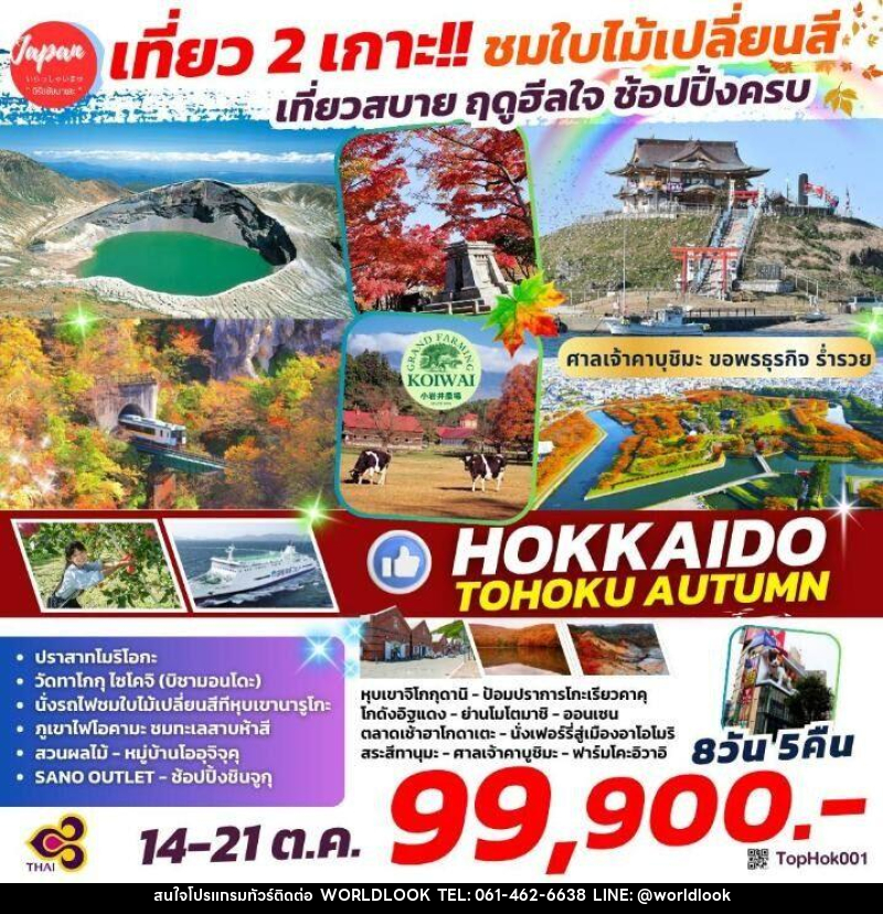 ทัวร์ญี่ปุ่น เที่ยว 2 เกาะ!! ชมใบไม้เปลี่ยนสี เที่ยวสบาย ฤดูฮีลใจ ช้อปปิ้งครบ HOKKAIDO TOHOKU AUTUMN - บริษัท เวิลด์ลุค จำกัด ทัวร์ญี่ปุ่น เที่ยว 2 เกาะ!! ชมใบไม้เปลี่ยนสี เที่ยวสบาย ฤดูฮีลใจ ช้อปปิ้งครบ HOKKAIDO TOHOKU AUTUMN - บริษัท เวิลด์ลุค จำกัด