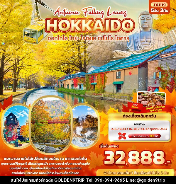 ทัวร์ญี่ปุ่น Hokkaido Autumn Falling Leaves  ฮอกไกโด โทยะ โจซังเค ซัปโปโร โอตารุ  - บริษัท โกลเด้นนายน์ทริป จำกัด