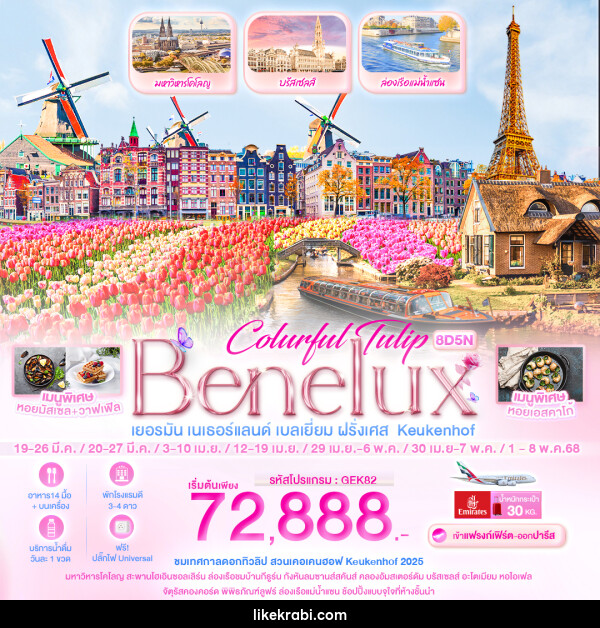 ทัวร์ยุโรป Colurful Tulip Benelux เยอรมัน เนเธอแลนด์ เบลเยี่ยม ฝรั่งเศส Keukenhof - 