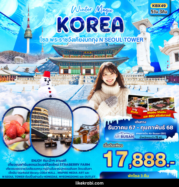 ทัวร์เกาหลี Winter Magic Korea Seoul โซล พระราชวังเคียงบกกุก N SEOUL TOWER - 