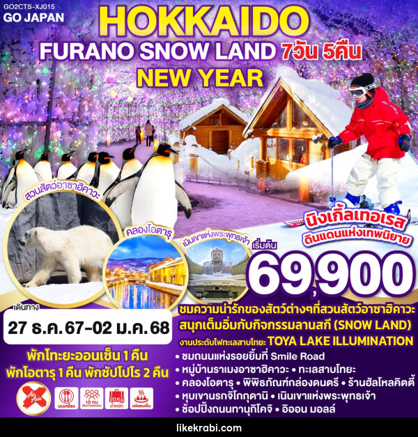 ทัวร์ญี่ปุ่น HOKKAIDO FURANO SNOW LAND NEW YEAR - 