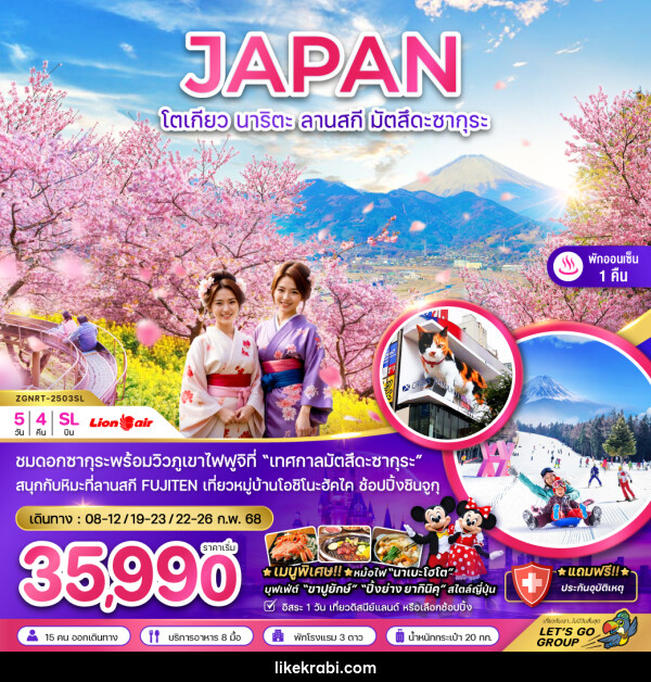 ทัวร์ญี่ปุ่น JAPAN โตเกียว นาริตะ ลานสกี มัตสึดะซากุระ - 