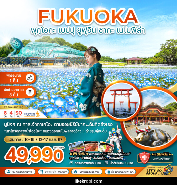 ทัวร์ญี่ปุ่น FUKUOKA ฟุกุโอกะ เบปปุ ยูฟุอิน ซากะ เนโมฟีล่า - 