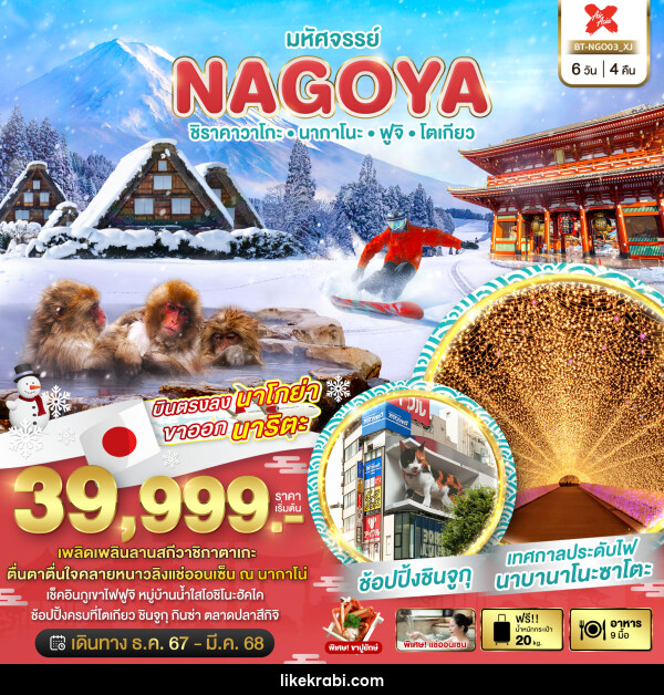 ทัวร์ญี่ปุ่น มหัศจรรย์...NAGOYA ชิราคาวาโกะ นากาโนะ ฟูจิ โตเกียว - 