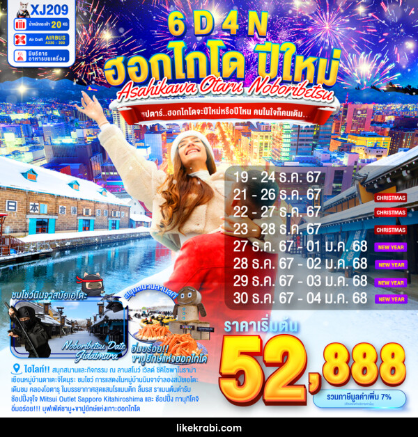 ทัวร์ญี่ปุ่น ASAHIKAWA OTARU NOBORIBETSU NEW YEAR  - 