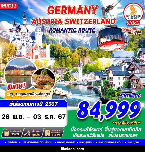 ทัวร์ยุโรป GERMANY AUSTRIA SWITZERLAND ROMANTIC ROUTE 8 - 