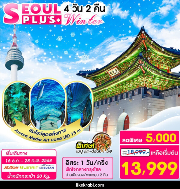 ทัวร์เกาหลี SEOUL PLUS+ Winter - 