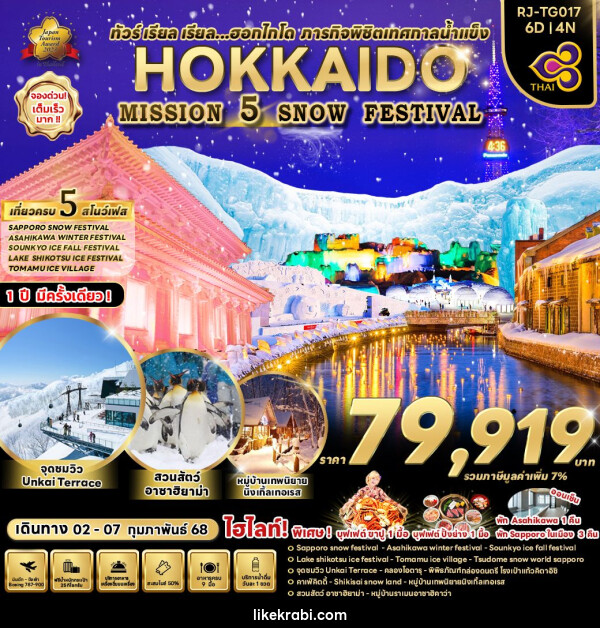 ทัวร์ญี่ปุ่น HOKKAIDO MISSION  5 SNOW FESTIVAL - 